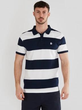 Fundango Incognito Stripe Poloshirt férfi galléros póló sötétkék színben 1
