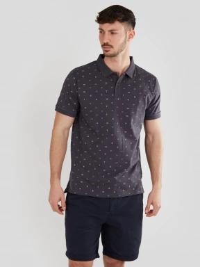 Fundango Incognito Pattern Poloshirt férfi galléros póló fekete színben 1