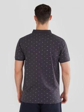 Fundango Incognito Pattern Poloshirt férfi galléros póló fekete színben 3