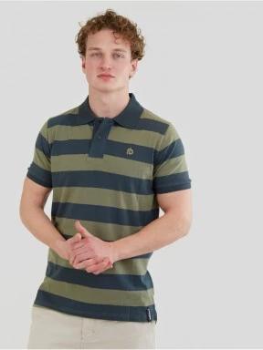 Fundango Incognito Stripe Poloshirt férfi galléros póló oliva színben 1
