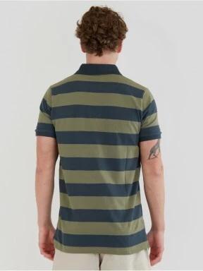 Fundango Incognito Stripe Poloshirt férfi galléros póló oliva színben 3