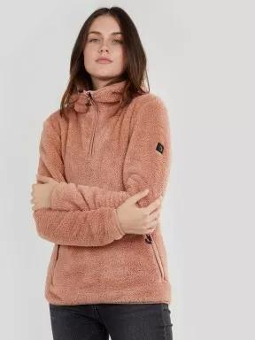 Fundango Olivia Pile Jacket női kapucnis pulóver rózsaszín színben 1
