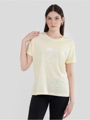 Fundango Nissa T-shirt női rövid ujjú póló sárga színben 1