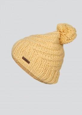 Fundango Glen Beanie női bojtos sapka sárga színben 1