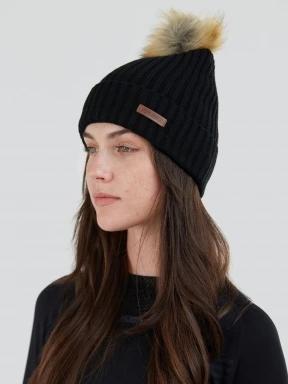 Fundango Merna Beanie női bojtos sapka fekete színben 3
