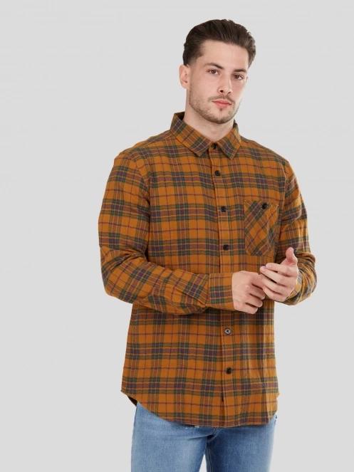 Fundango Harris Shirt férfi hosszú ujjú ing barna színben 2