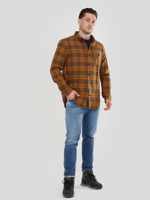 Fundango Harris Shirt férfi hosszú ujjú ing barna színben 4