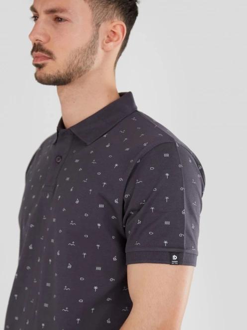 Fundango Incognito Pattern Poloshirt férfi galléros póló fekete színben 5