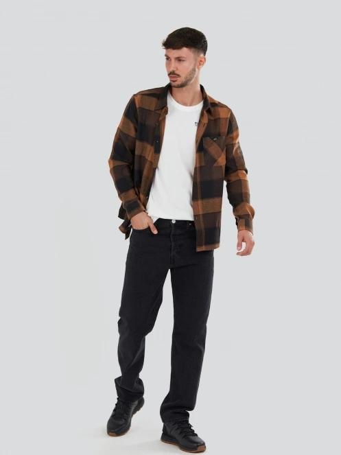 Fundango Harris Shirt férfi hosszú ujjú ing barna színben 4