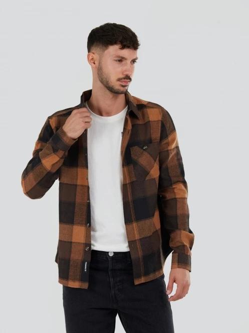 Fundango Harris Shirt férfi hosszú ujjú ing barna színben 5