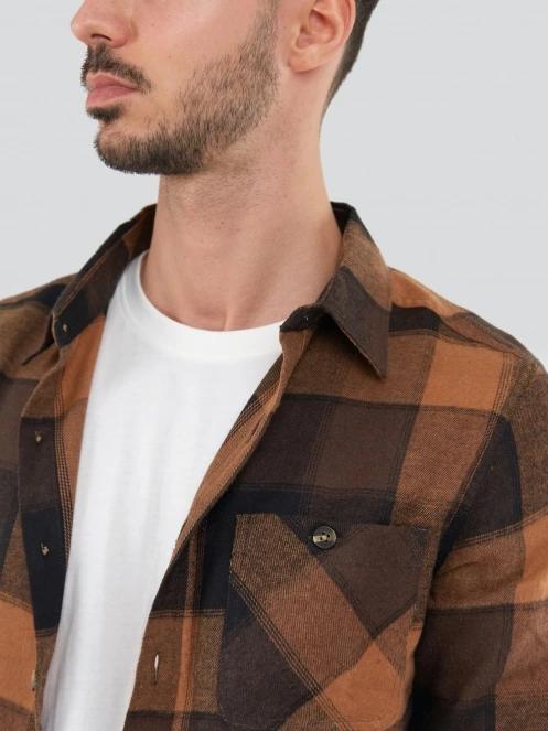Fundango Harris Shirt férfi hosszú ujjú ing barna színben 6