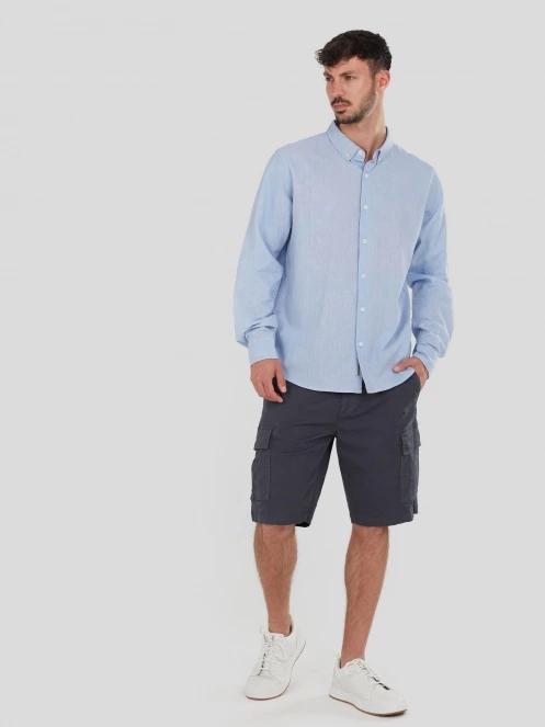 Fundango Ronan Shirt férfi hosszú ujjú ing kék színben 4