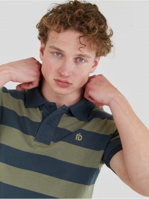 Fundango Incognito Stripe Poloshirt férfi galléros póló oliva színben 5