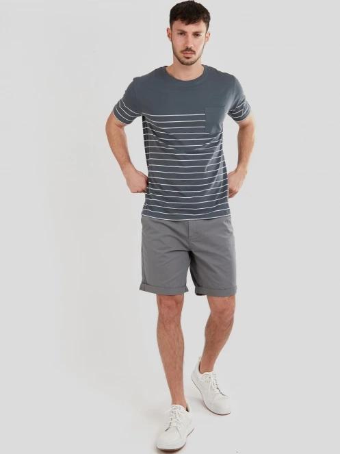 Fundango Jaggy Pocket T-shirt férfi rövid ujjú póló szürke színben 4