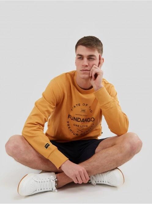 Fundango Warren Sweatshirt férfi pulóver sárga színben 4