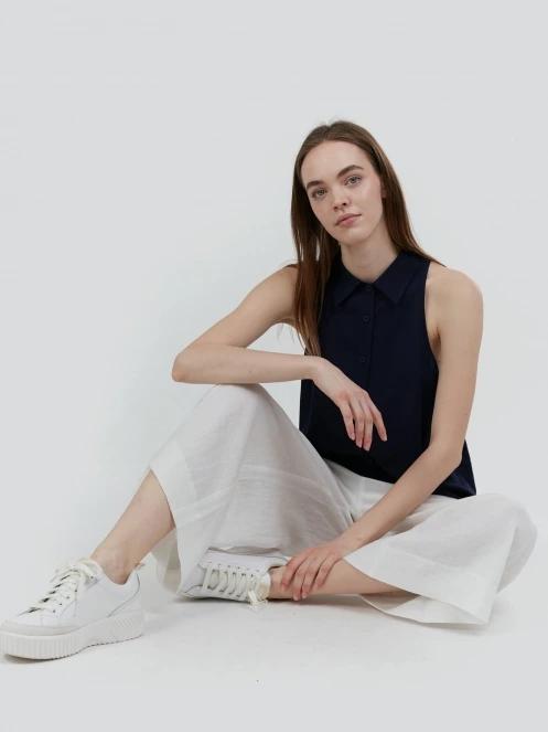 Fundango Myrto Sleeveless Shirt női blúz sötétkék színben 5