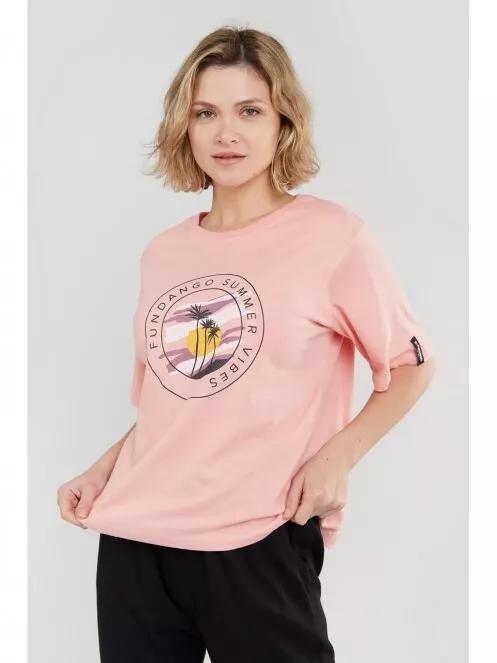 Fundango Nandelit T-shirt női rövid ujjú póló rózsaszín színben 2