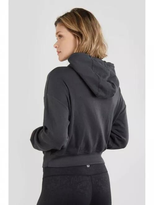 Fundango Draug Crop Hoodie női kapucnis pulóver szürke színben 3