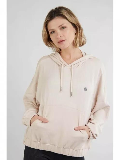 Fundango Echo Loose Hoodie női kapucnis pulóver homok színben 2