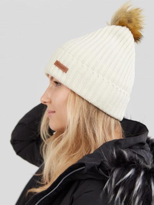 Fundango Merna Beanie női bojtos sapka fehér színben 4